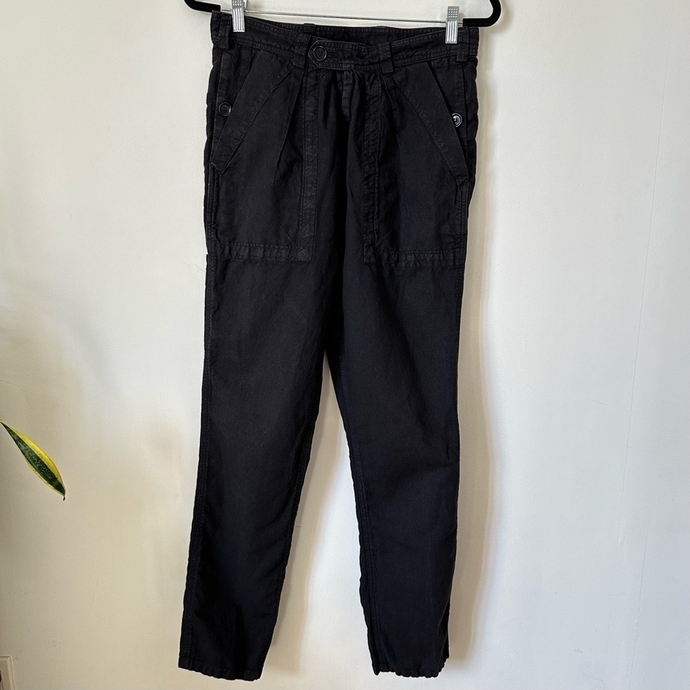 Isabel Marant Etoile Cotton Linen Blend Pants In Faded Black Size 1 Small